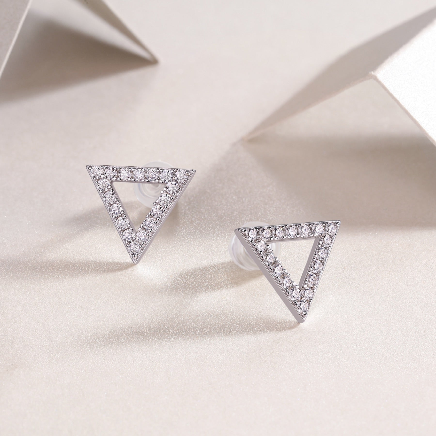 Apex Moissanite Triangle Stud Earrings in Sterling Silver