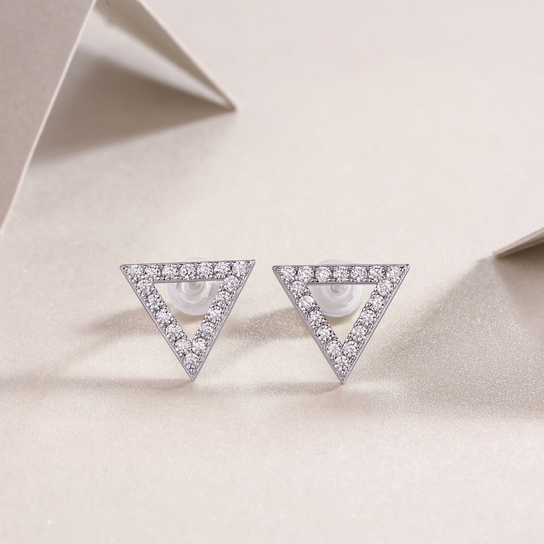 Apex Moissanite Triangle Stud Earrings in Sterling Silver