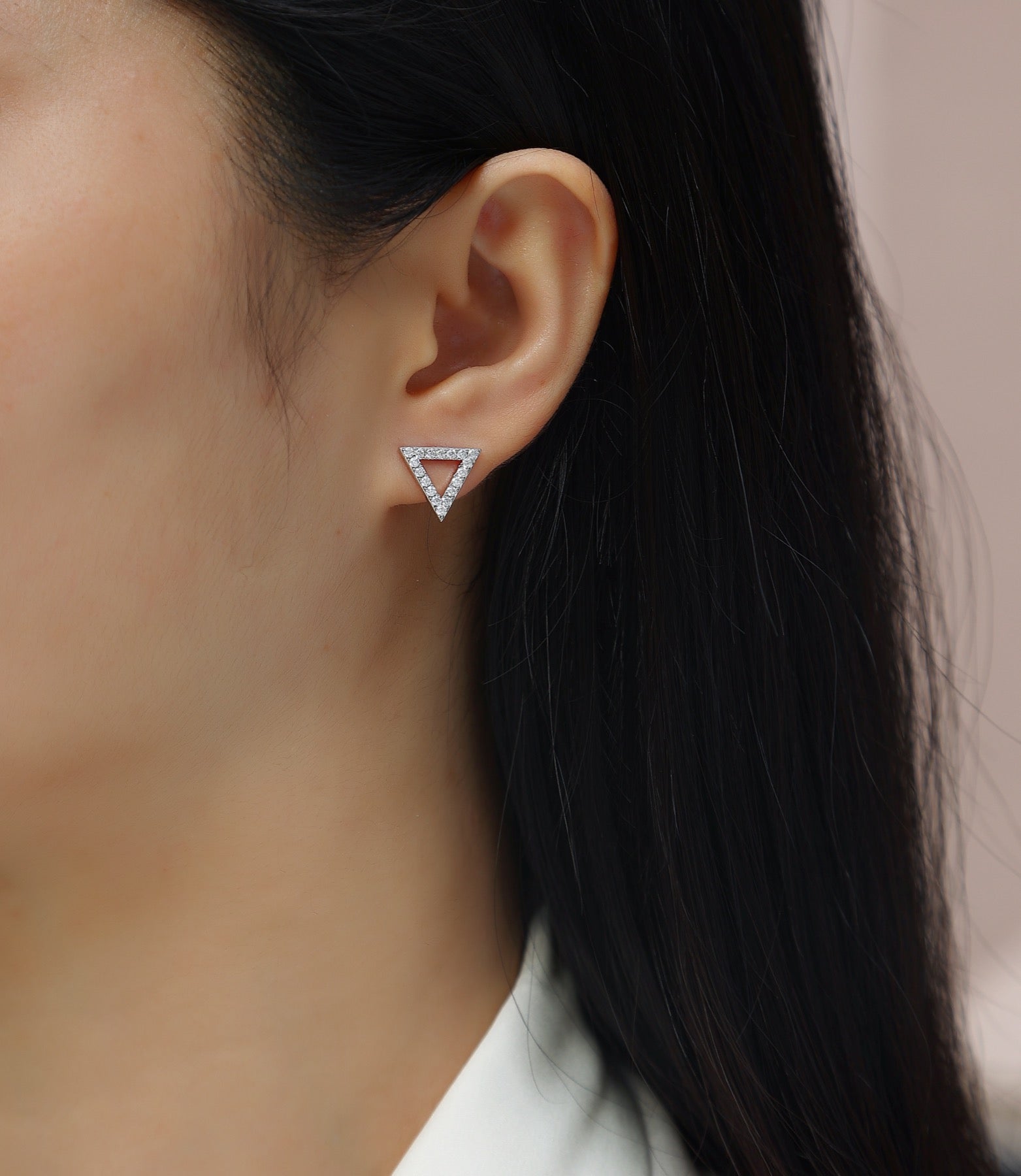 Apex Moissanite Triangle Stud Earrings in Sterling Silver