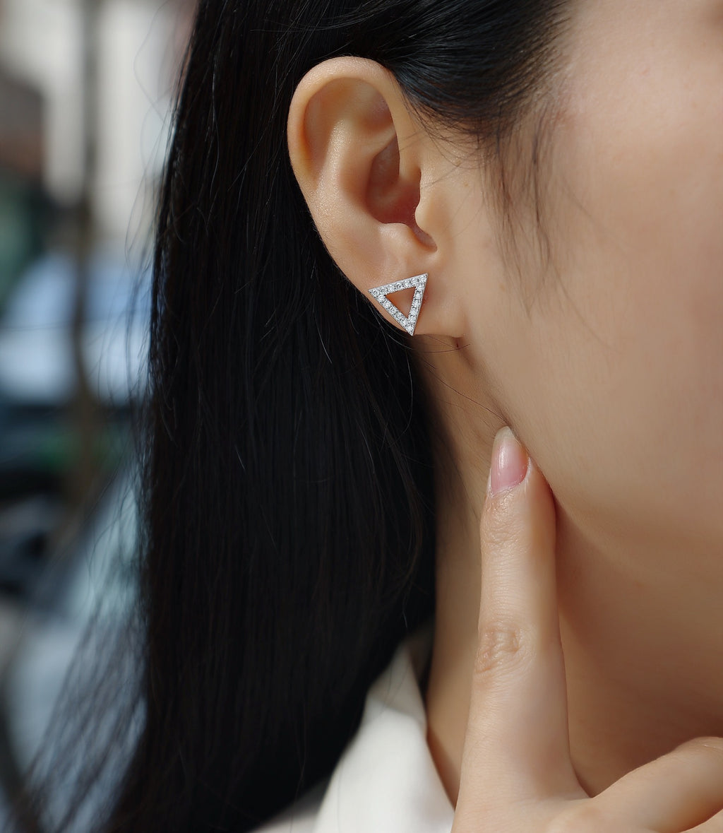 Apex Moissanite Triangle Stud Earrings in Sterling Silver