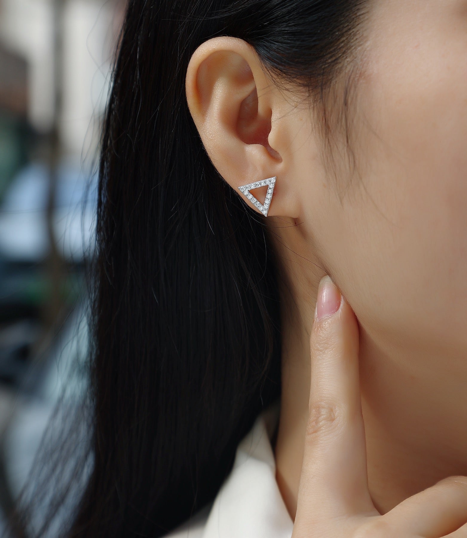 Apex Moissanite Triangle Stud Earrings in Sterling Silver