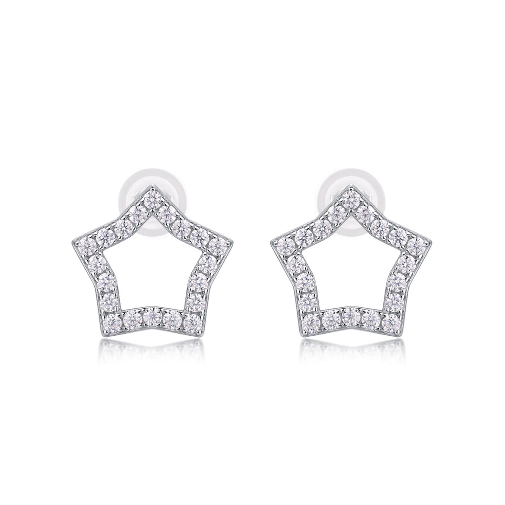 Estella Moissanite Star Stud Earrings in Sterling Silver
