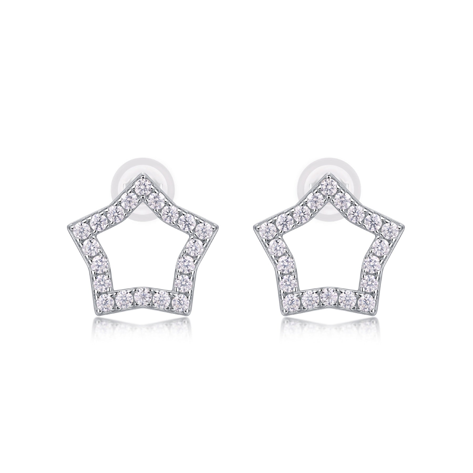 Estella Moissanite Star Stud Earrings in Sterling Silver