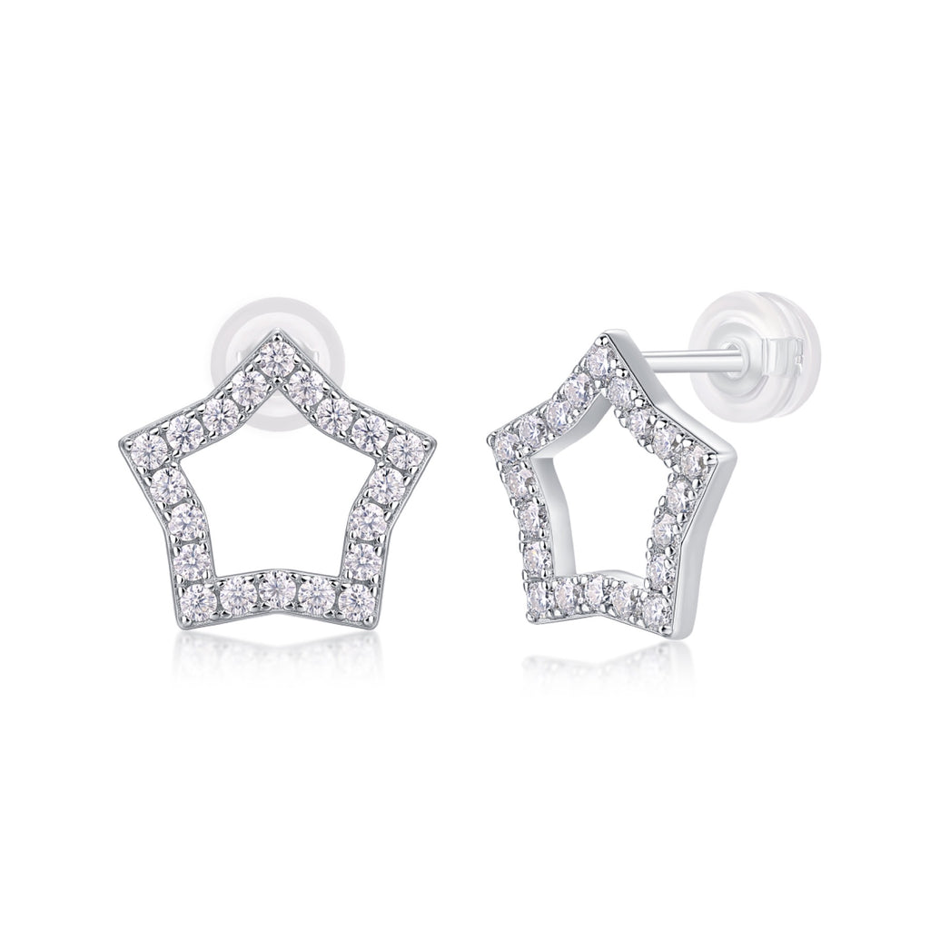 Estella Moissanite Star Stud Earrings in Sterling Silver