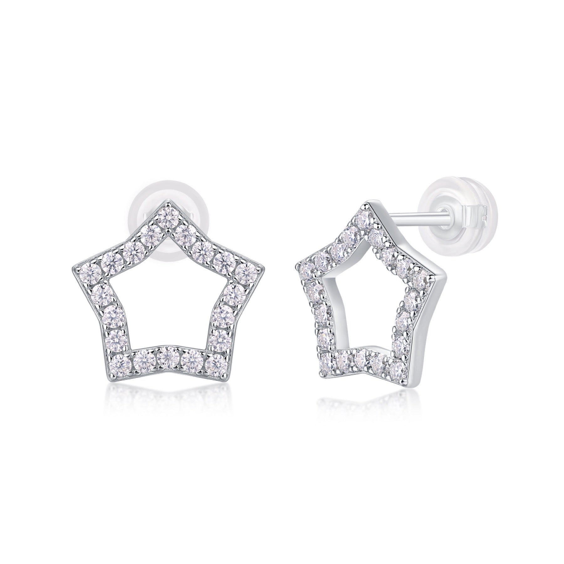 Estella Moissanite Star Stud Earrings in Sterling Silver