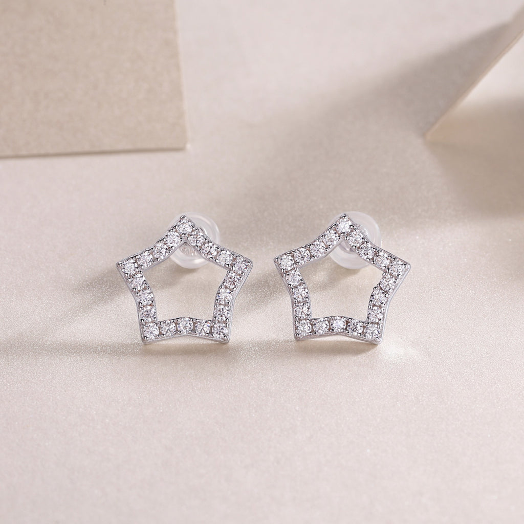 Estella Moissanite Star Stud Earrings in Sterling Silver