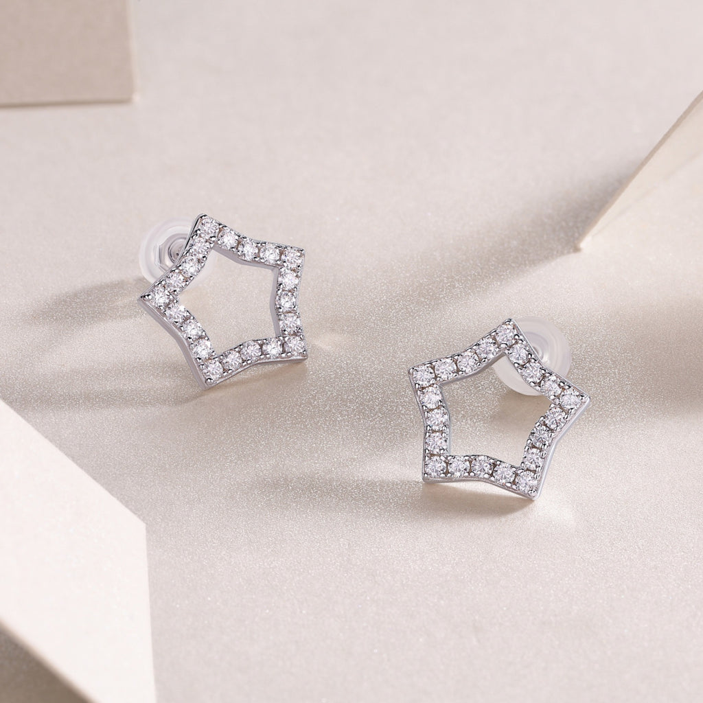 Estella Moissanite Star Stud Earrings in Sterling Silver