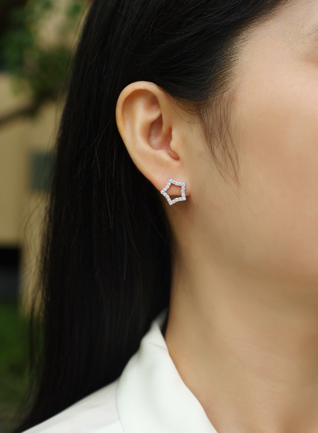 Estella Moissanite Star Stud Earrings in Sterling Silver