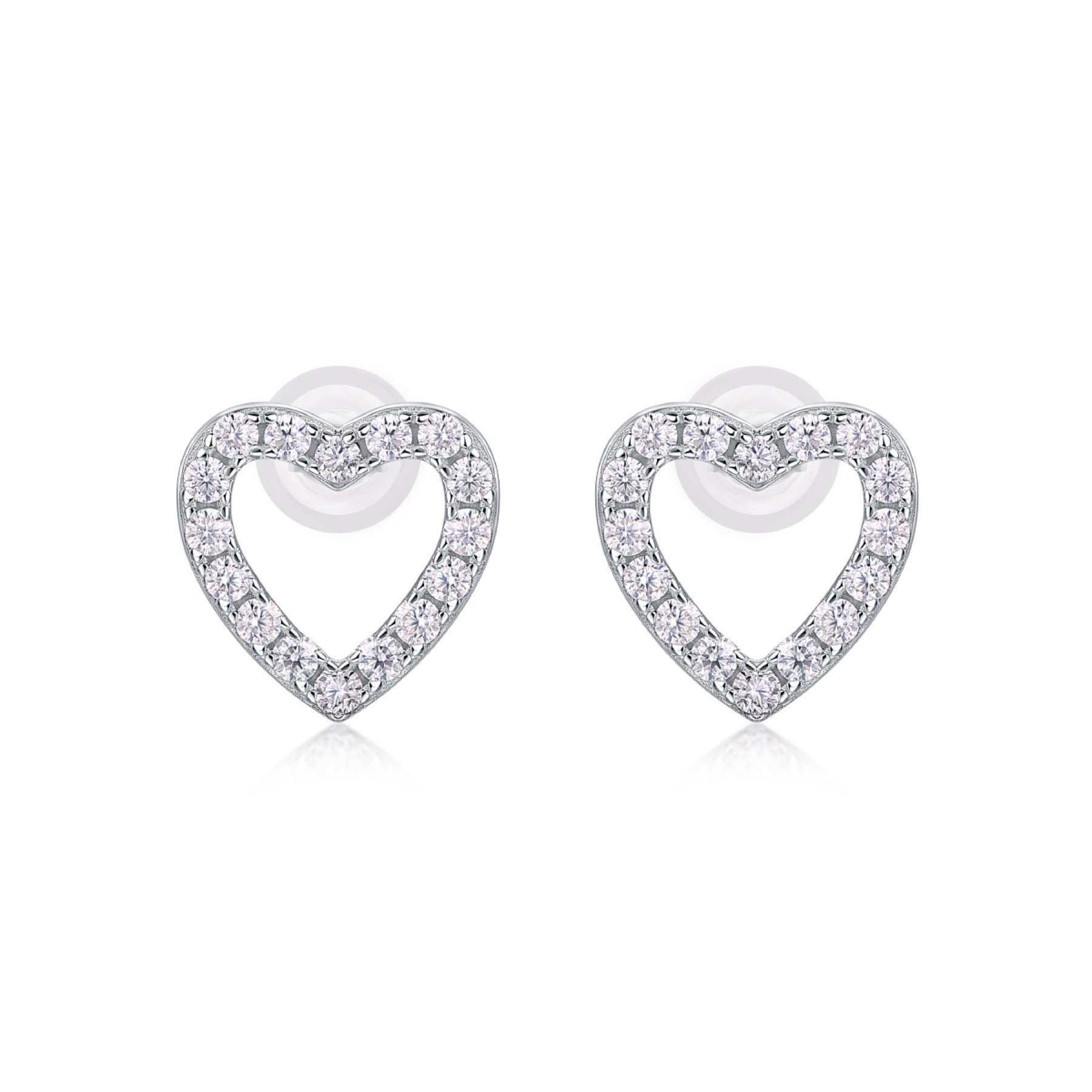 Coeurette Moissanite Heart Stud Earrings in Sterling Silver