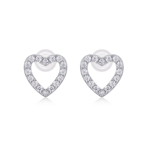 Coeurette Moissanite Heart Stud Earrings in Sterling Silver