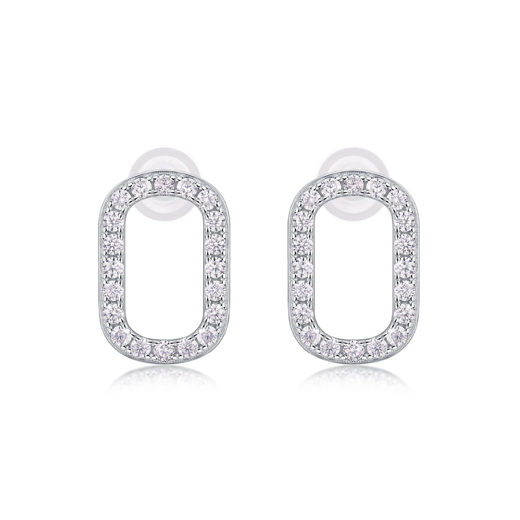 Cameo Moissanite Oval Stud Earrings in Sterling Silver