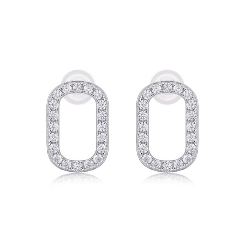 Cameo Moissanite Oval Stud Earrings in Sterling Silver