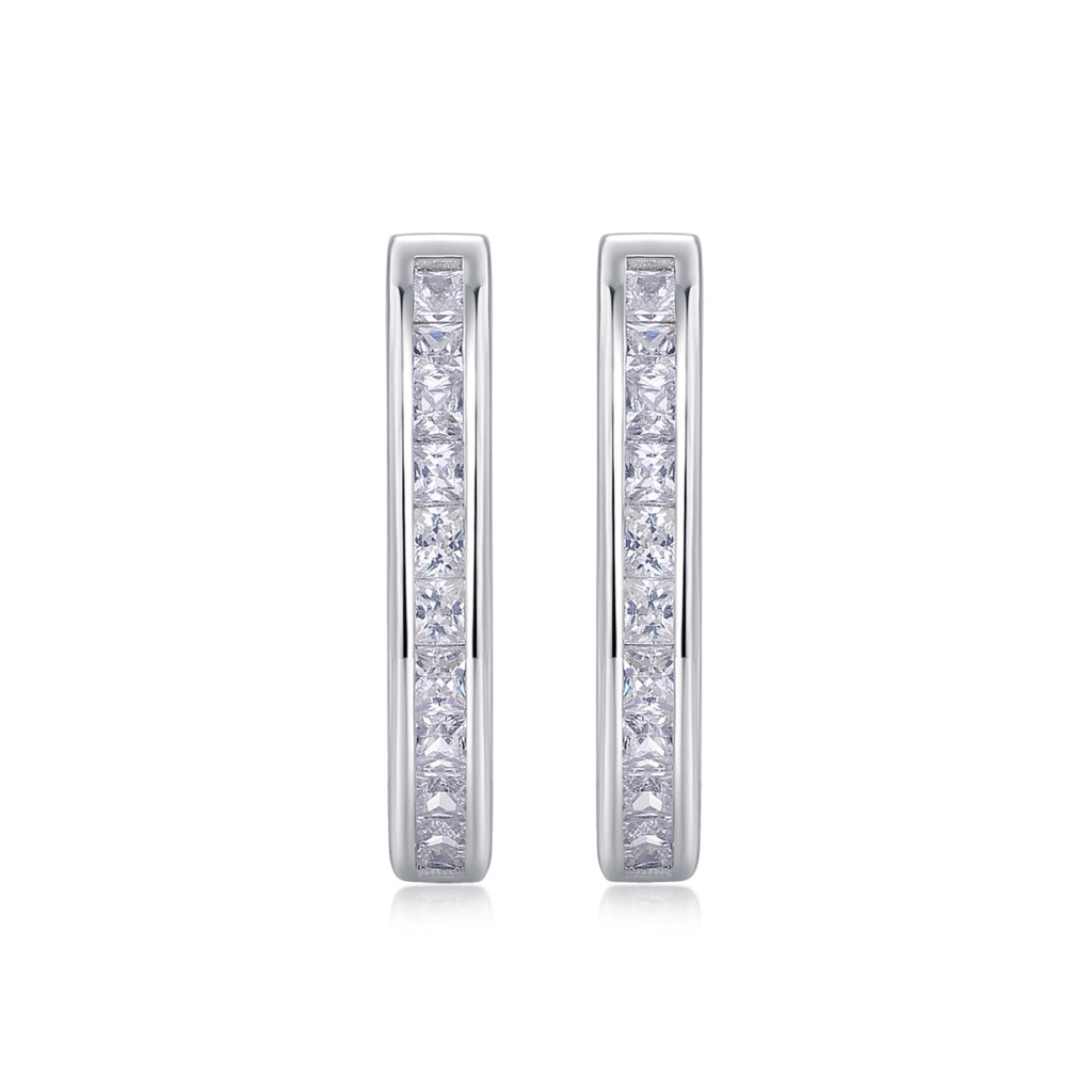 Arch Moissanite Baguette Huggie Hoop Earrings in Sterling Silver