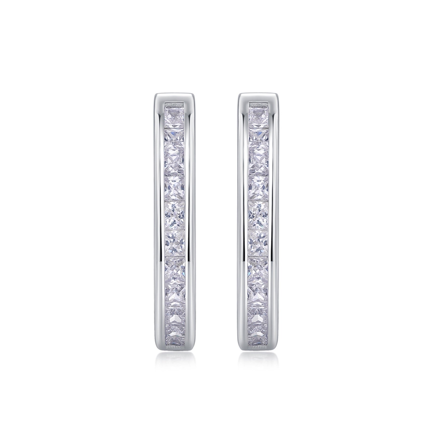 Arch Moissanite Baguette Huggie Hoop Earrings in Sterling Silver