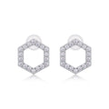 Hexa Moissanite Hexagon Stud Earrings in Sterling Silver