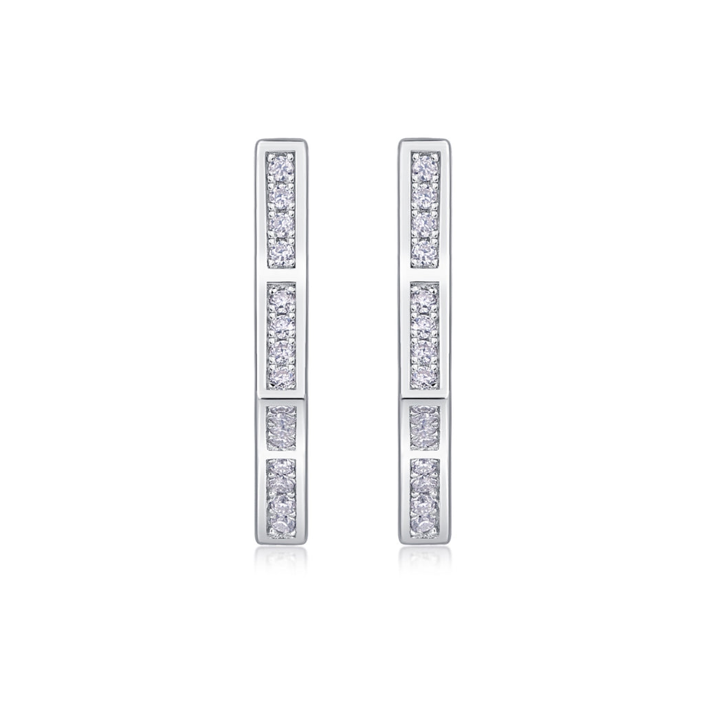 Vertex Moissanite Huggie Hoop Earrings in Sterling Silver
