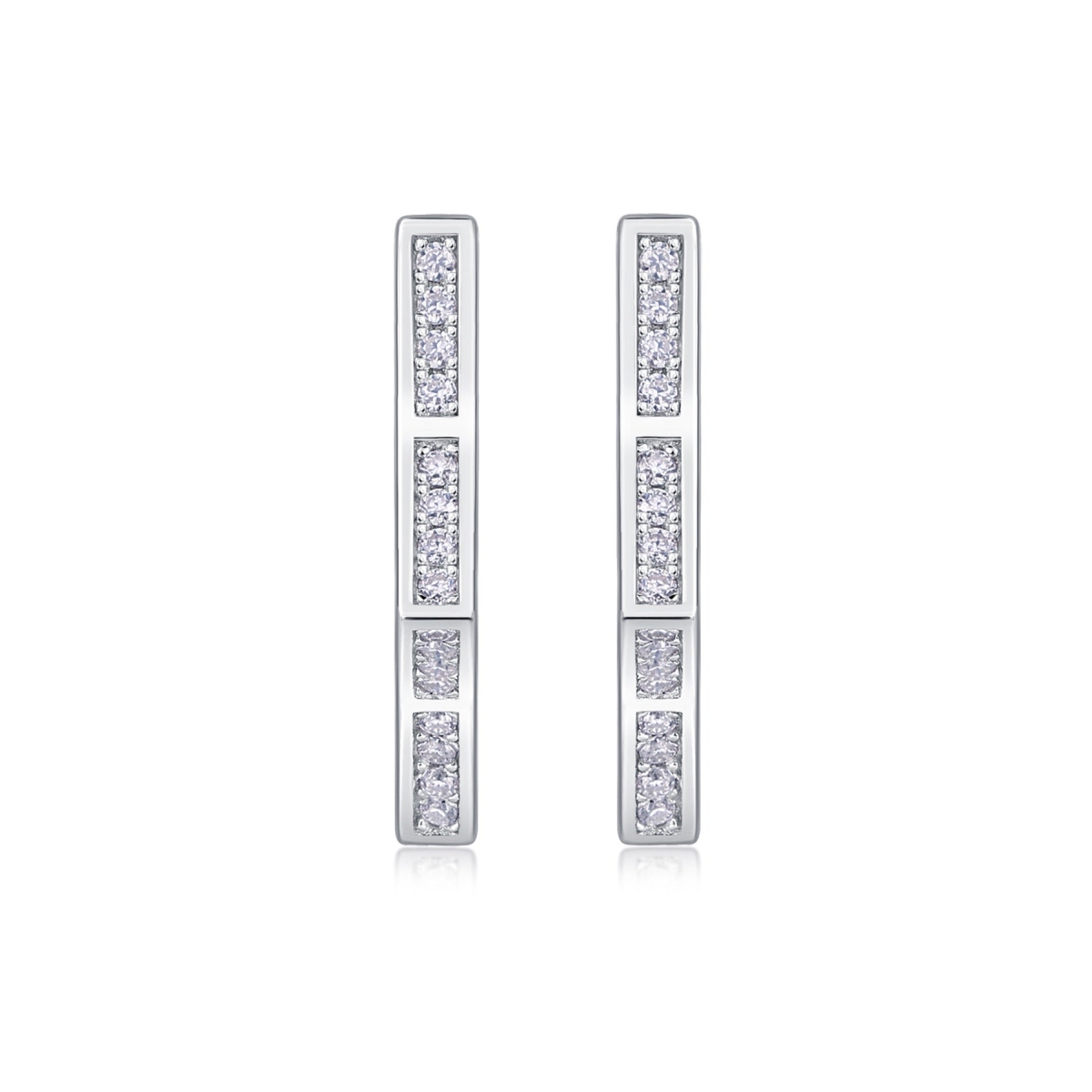 Vertex Moissanite Huggie Hoop Earrings in Sterling Silver
