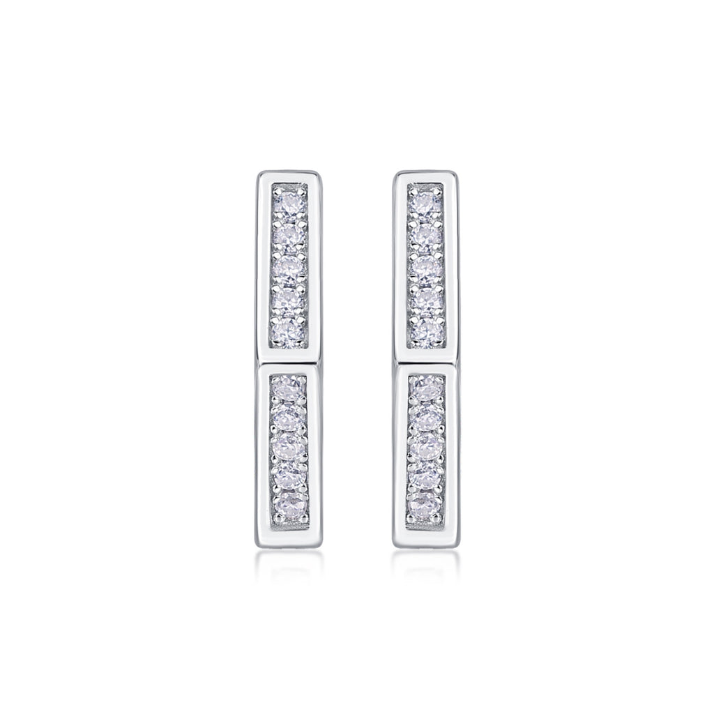 Comb Moissanite Hexagon Huggie Hoop Earrings in Sterling Silver