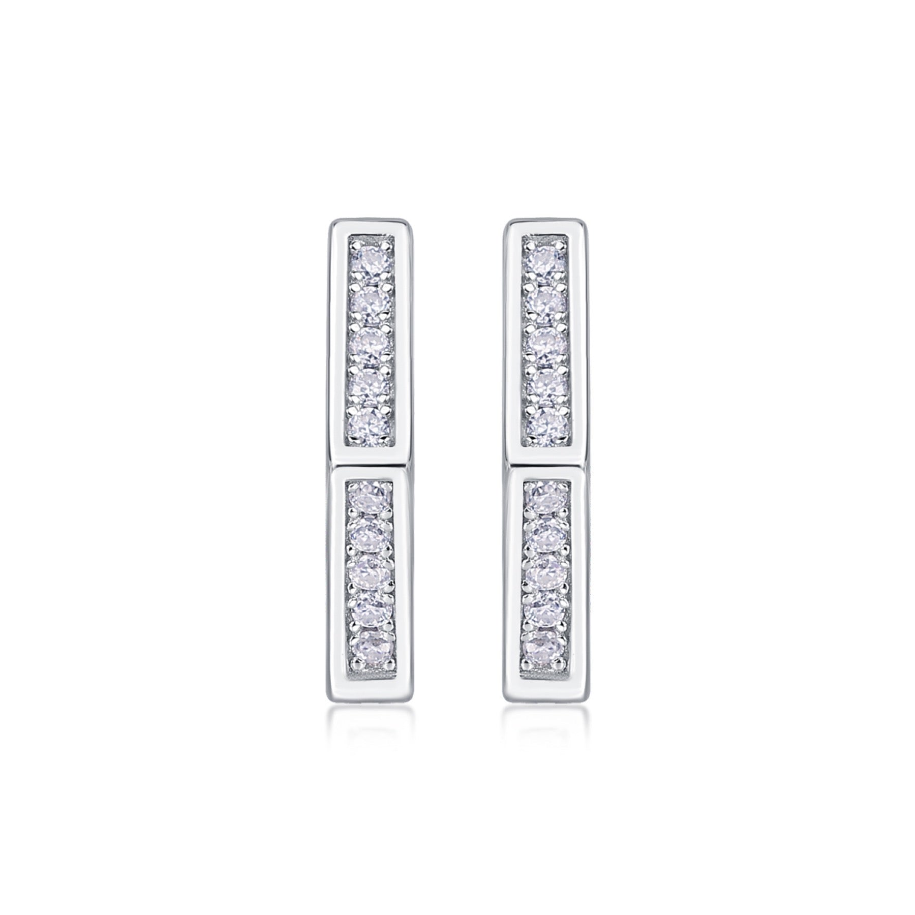 Comb Moissanite Hexagon Huggie Hoop Earrings in Sterling Silver