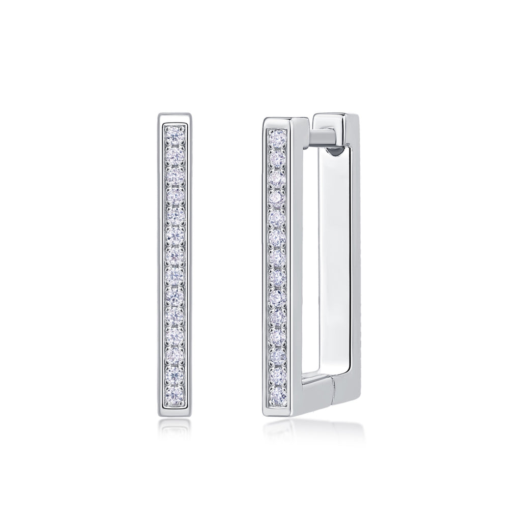 Linq Moissanite Huggie Hoop Earrings in Sterling Silver