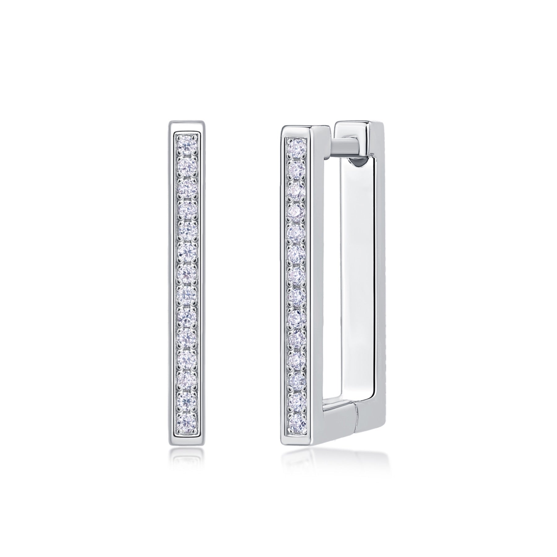 Linq Moissanite Huggie Hoop Earrings in Sterling Silver