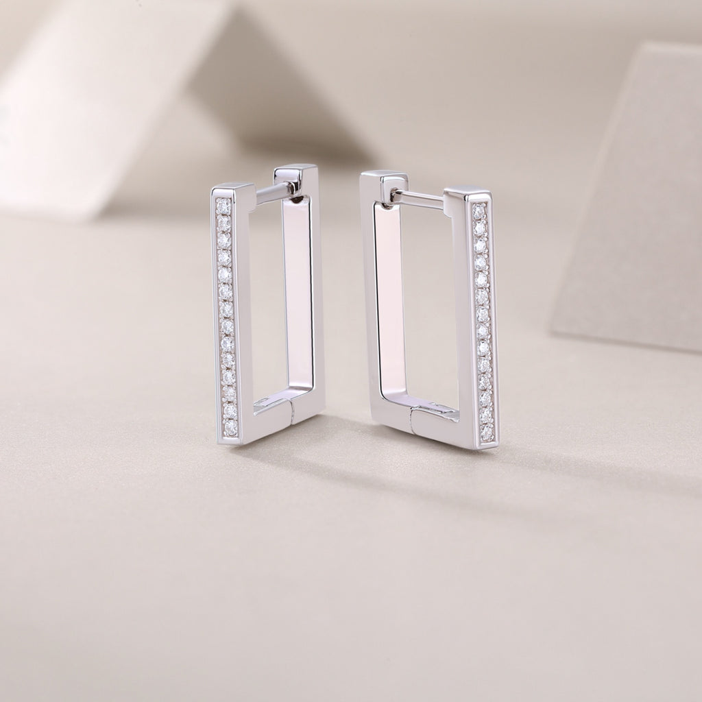 Linq Moissanite Huggie Hoop Earrings in Sterling Silver