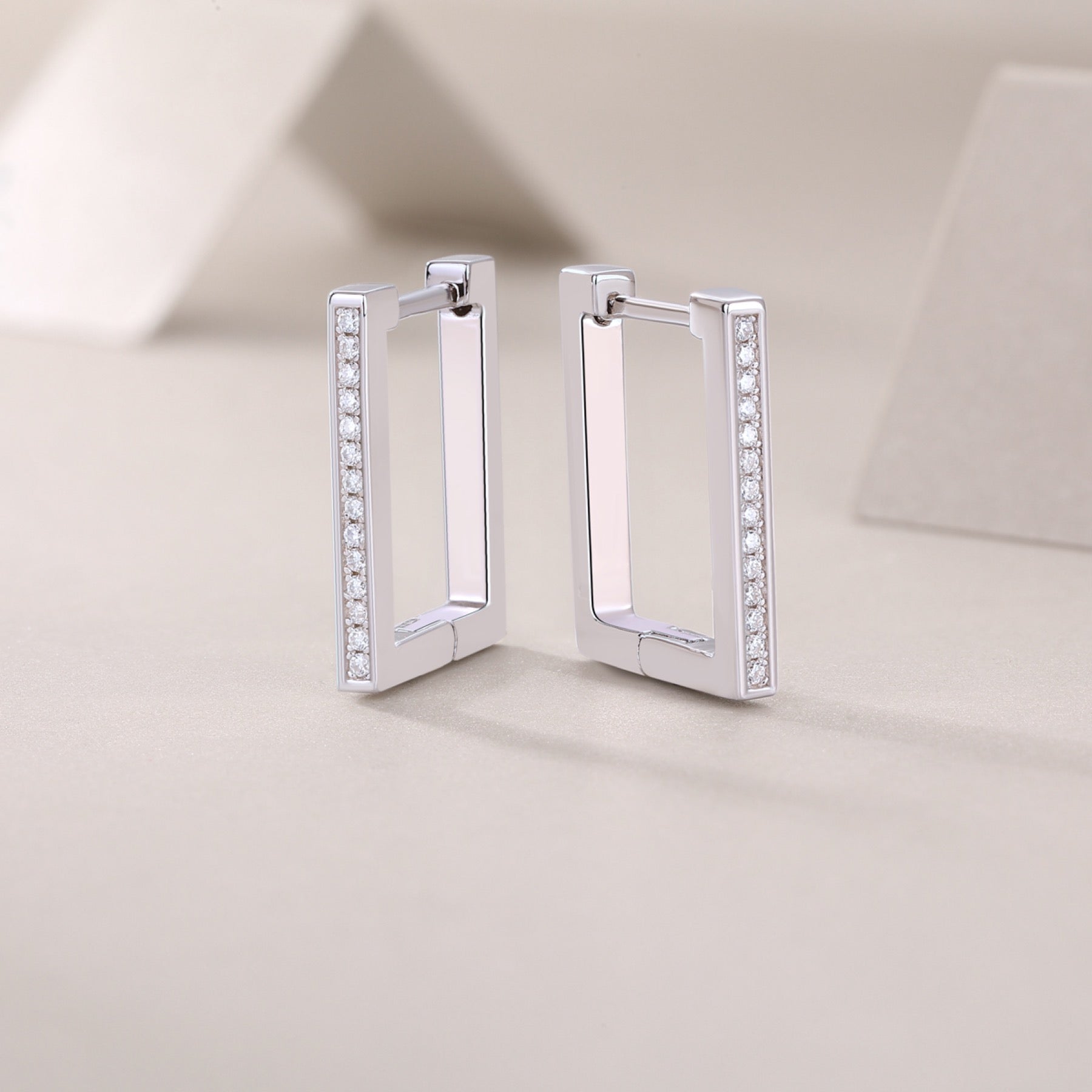 Linq Moissanite Huggie Hoop Earrings in Sterling Silver