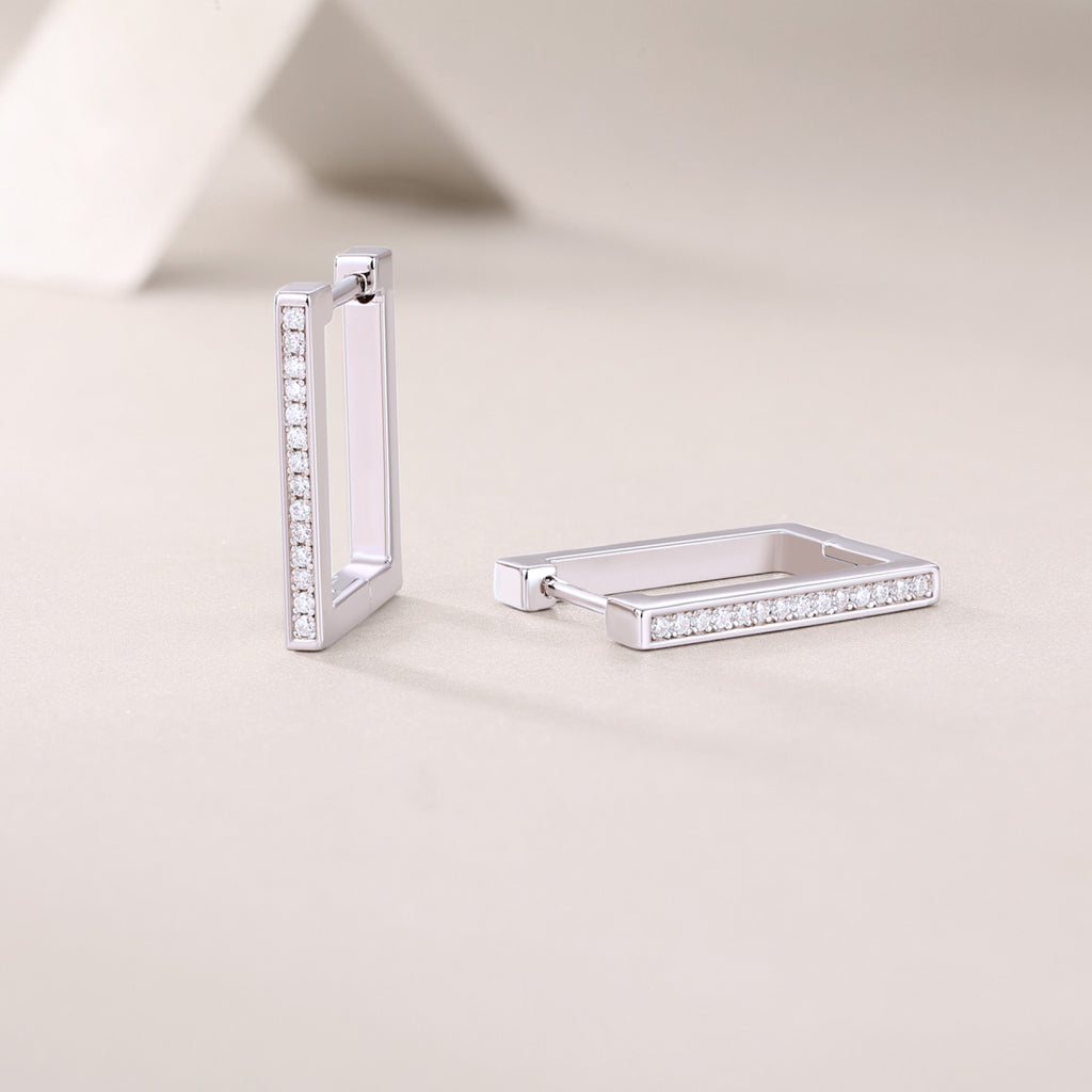 Linq Moissanite Huggie Hoop Earrings in Sterling Silver