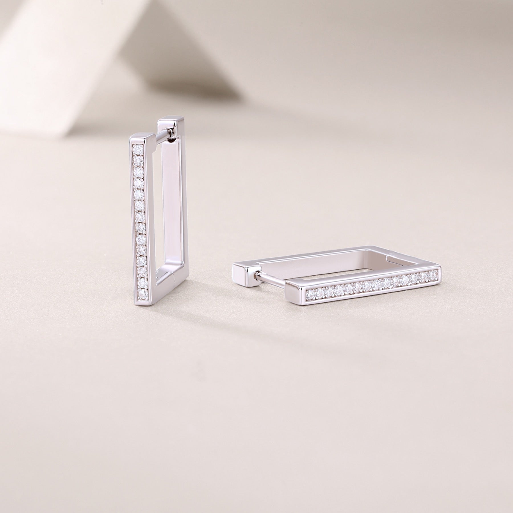 Linq Moissanite Huggie Hoop Earrings in Sterling Silver