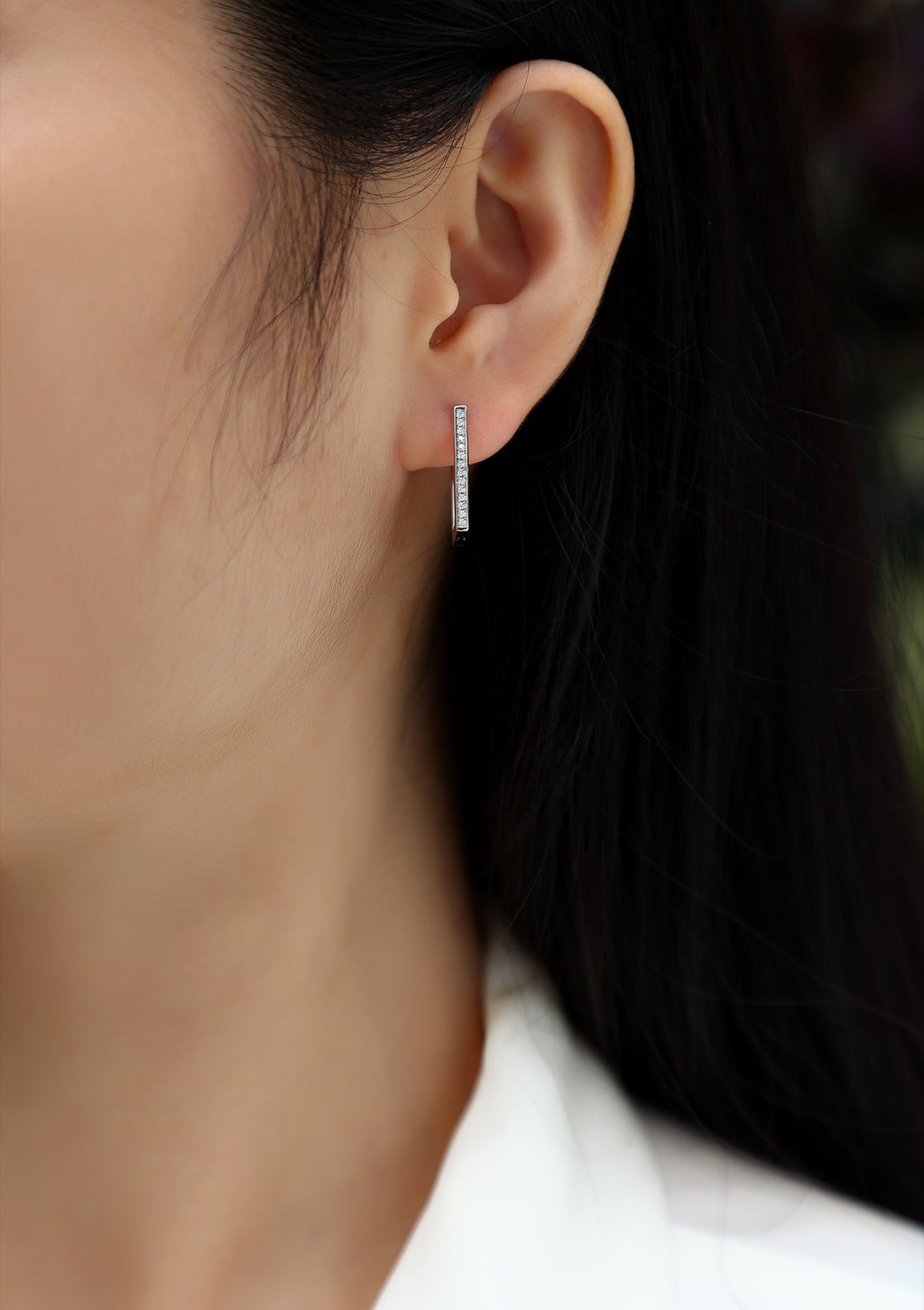 Linq Moissanite Huggie Hoop Earrings in Sterling Silver