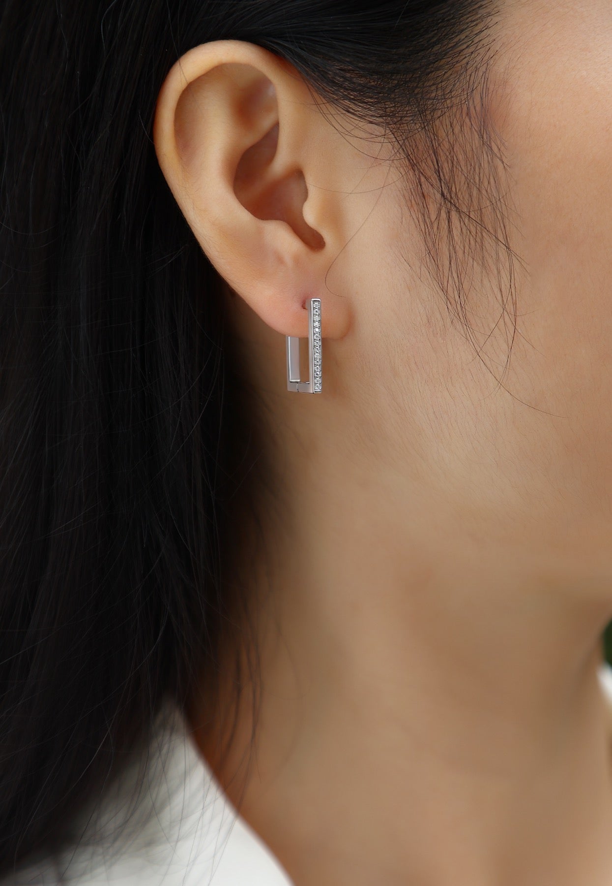 Linq Moissanite Huggie Hoop Earrings in Sterling Silver