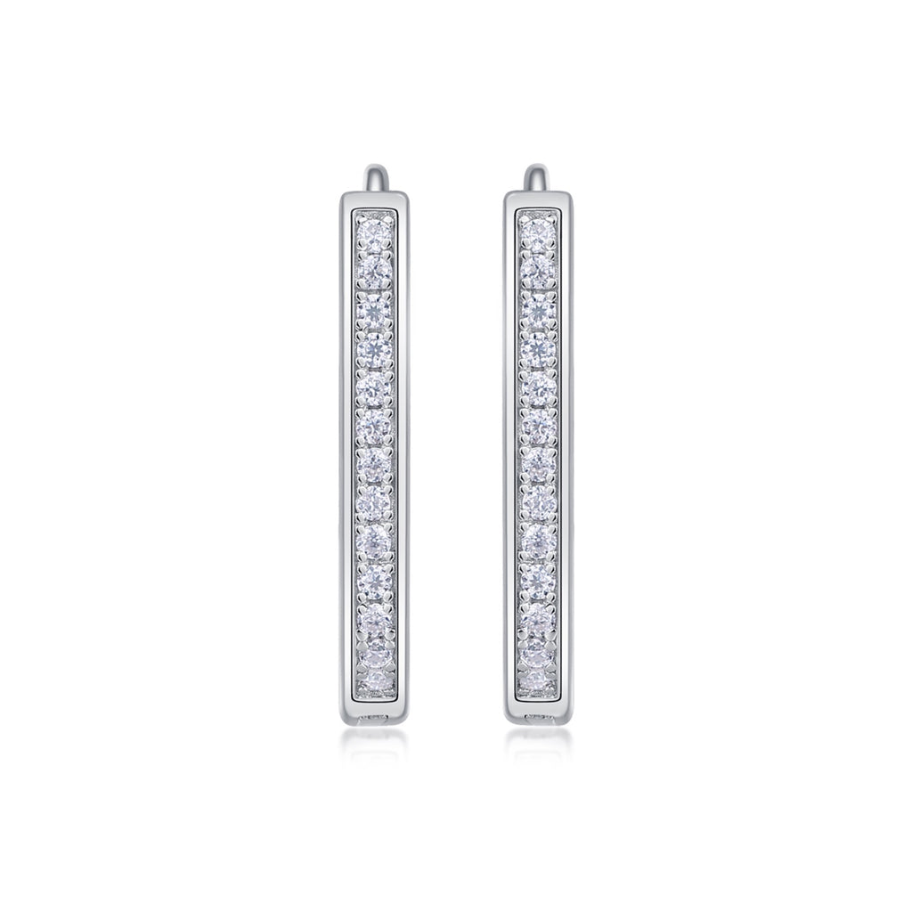Oblong Moissanite Huggie Hoop Earrings in Sterling Silver