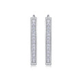 Oblong Moissanite Huggie Hoop Earrings in Sterling Silver