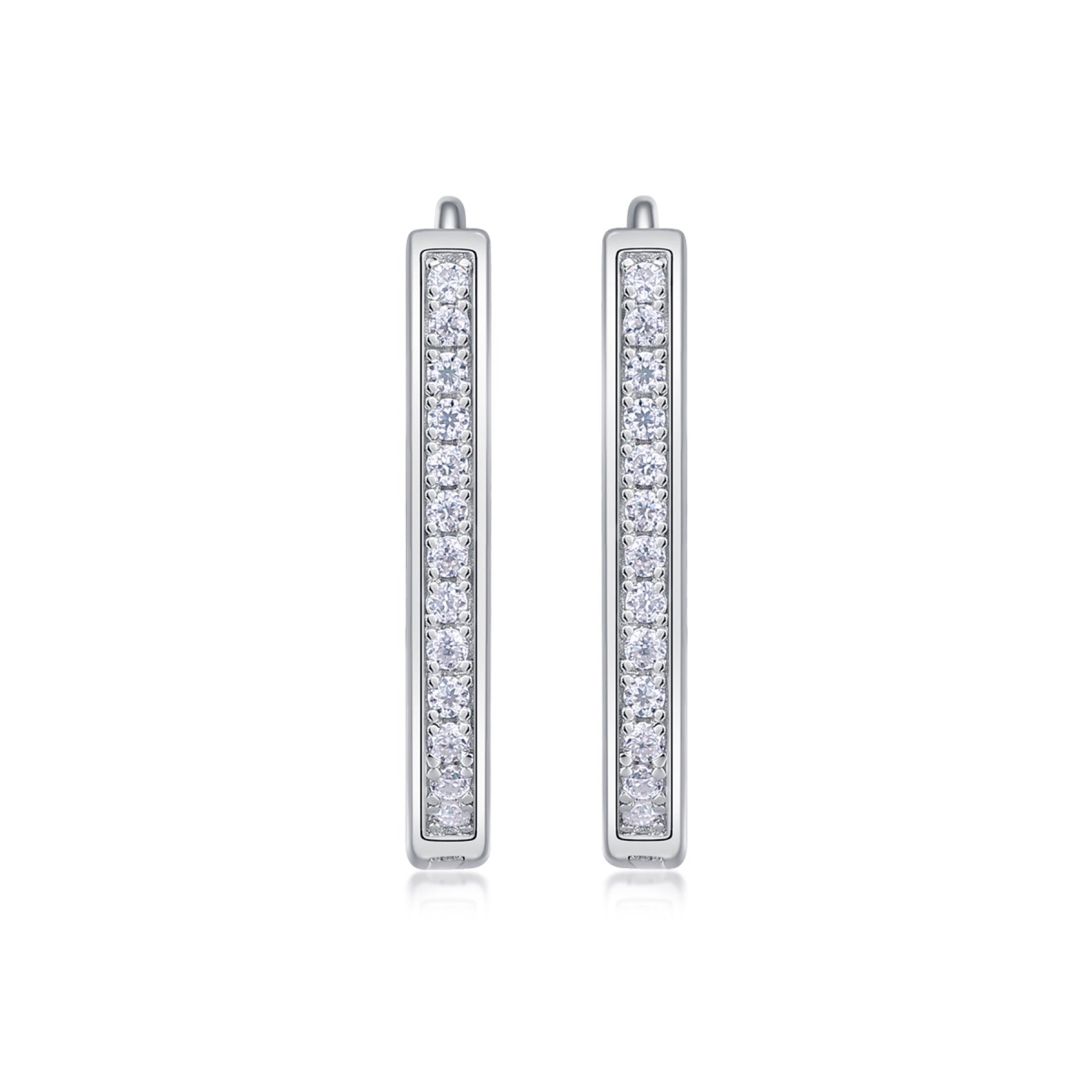 Oblong Moissanite Huggie Hoop Earrings in Sterling Silver