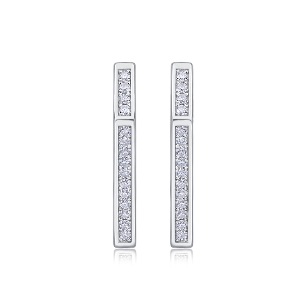 Chevron Moissanite Huggie Hoop Earrings in Sterling Silver