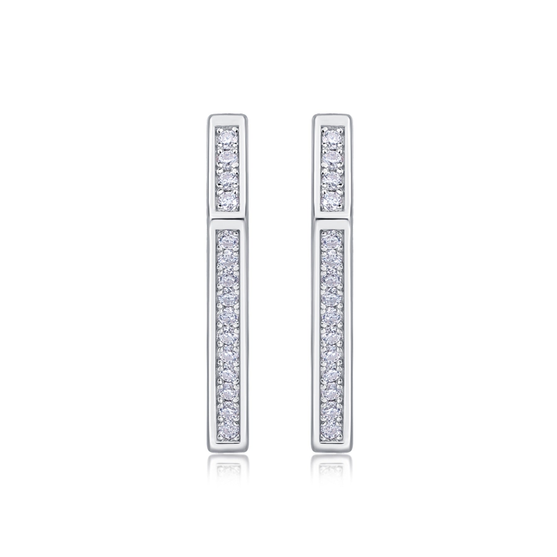 Chevron Moissanite Huggie Hoop Earrings in Sterling Silver