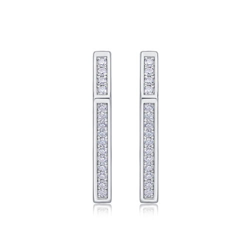 Chevron Moissanite Huggie Hoop Earrings in Sterling Silver