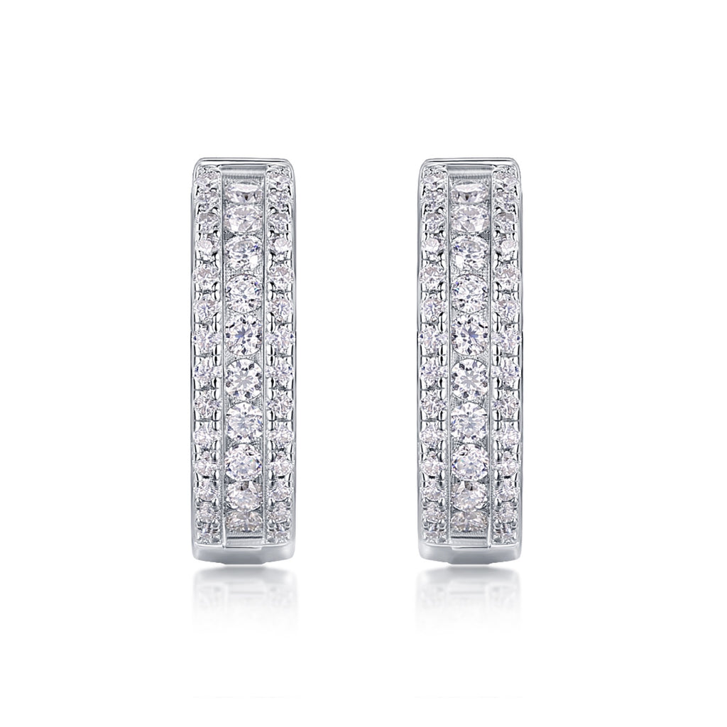 Twill Moissanite Huggie Hoop Earrings in Sterling Silver