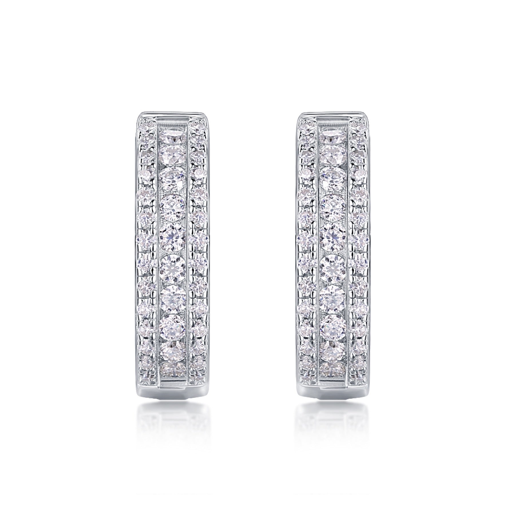 Twill Moissanite Huggie Hoop Earrings in Sterling Silver