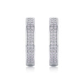 Banded Moissanite Huggie Hoop Earrings in Sterling Silver