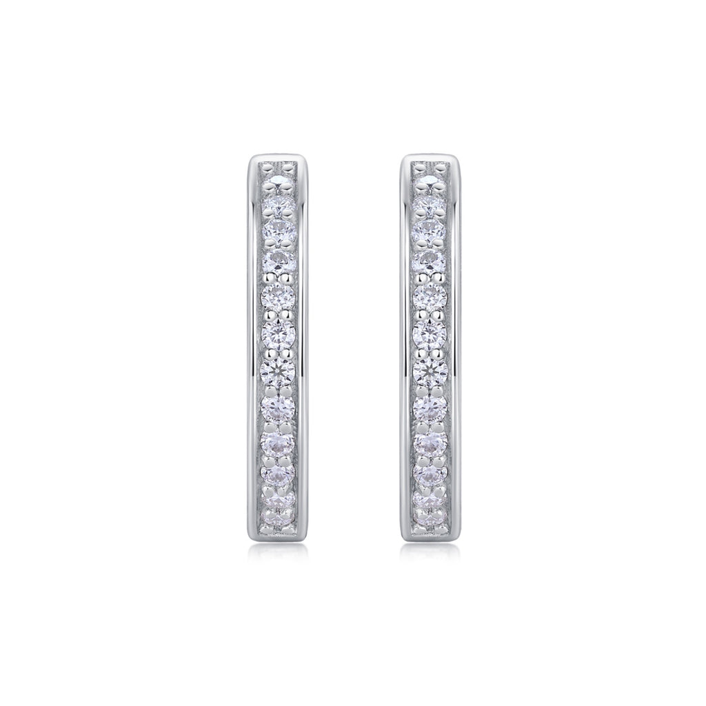 Sleek Moissanite Huggie Hoop Earrings in Sterling Silver