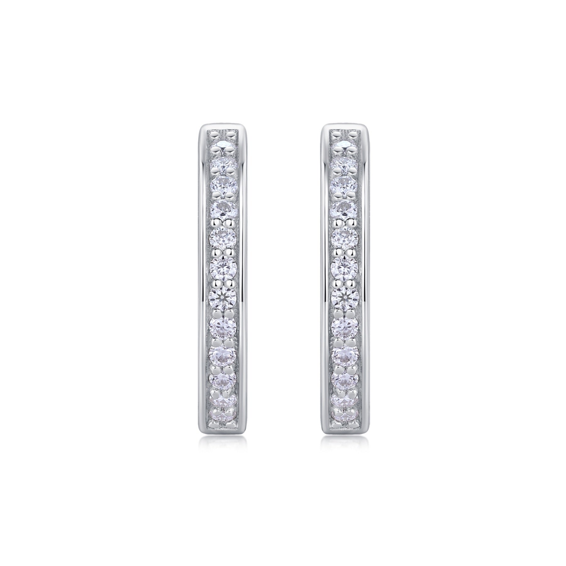 Sleek Moissanite Huggie Hoop Earrings in Sterling Silver