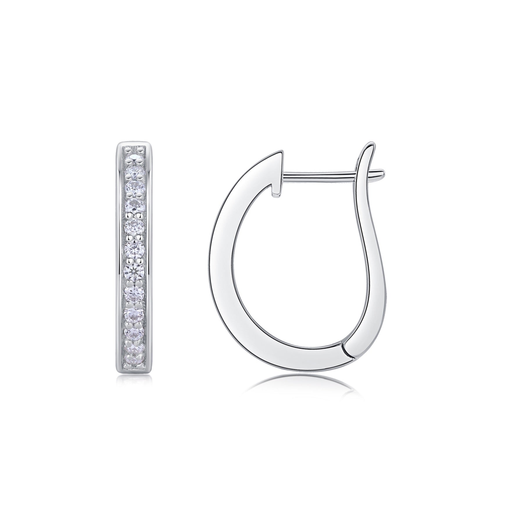 Sleek Moissanite Huggie Hoop Earrings in Sterling Silver