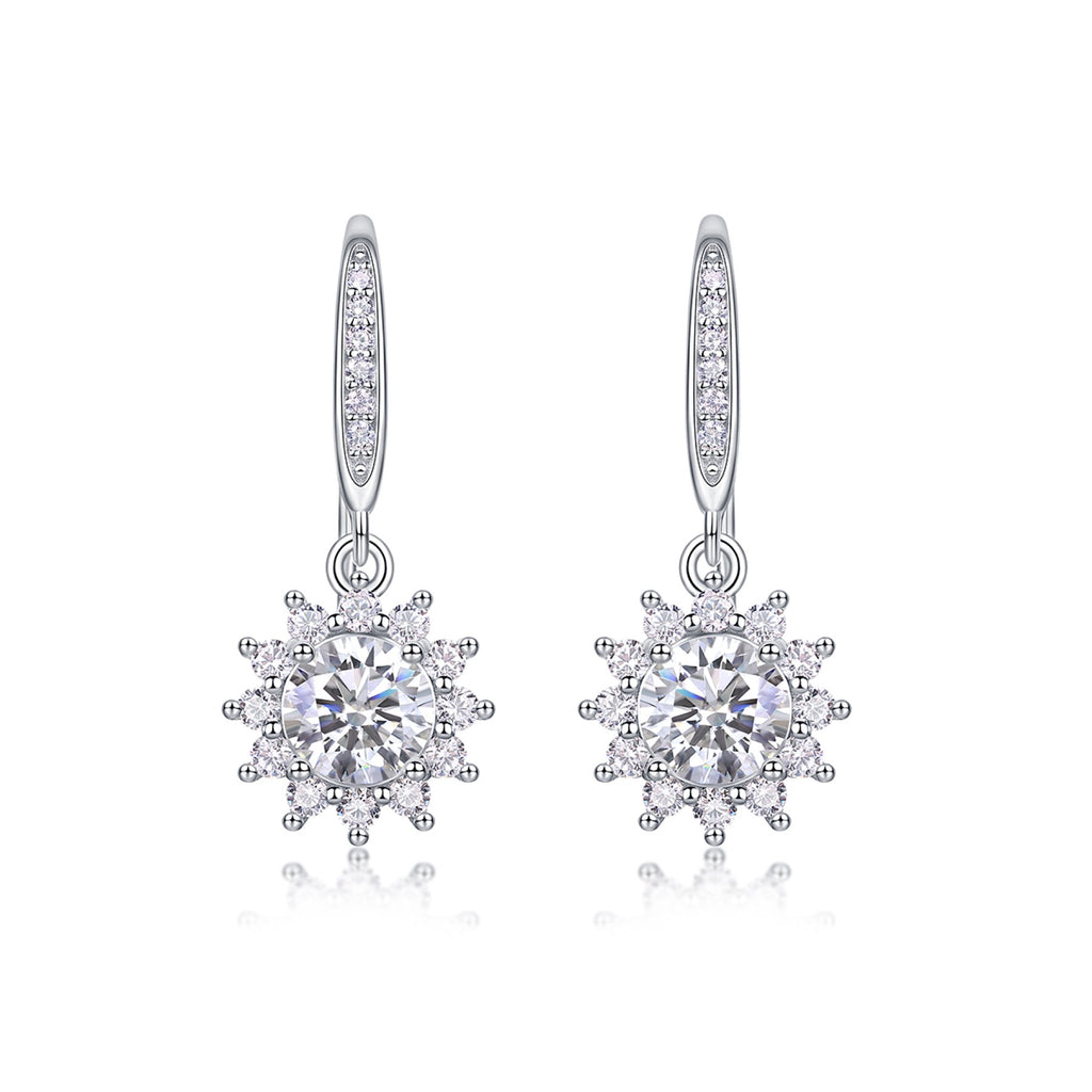 Helia 0.5 Carat Moissanite Starburst Drop Earrings in Sterling Silver