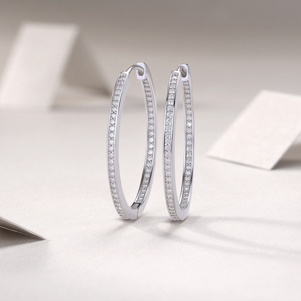 Circa Moissanite Hoop Earrings in Sterling Silver