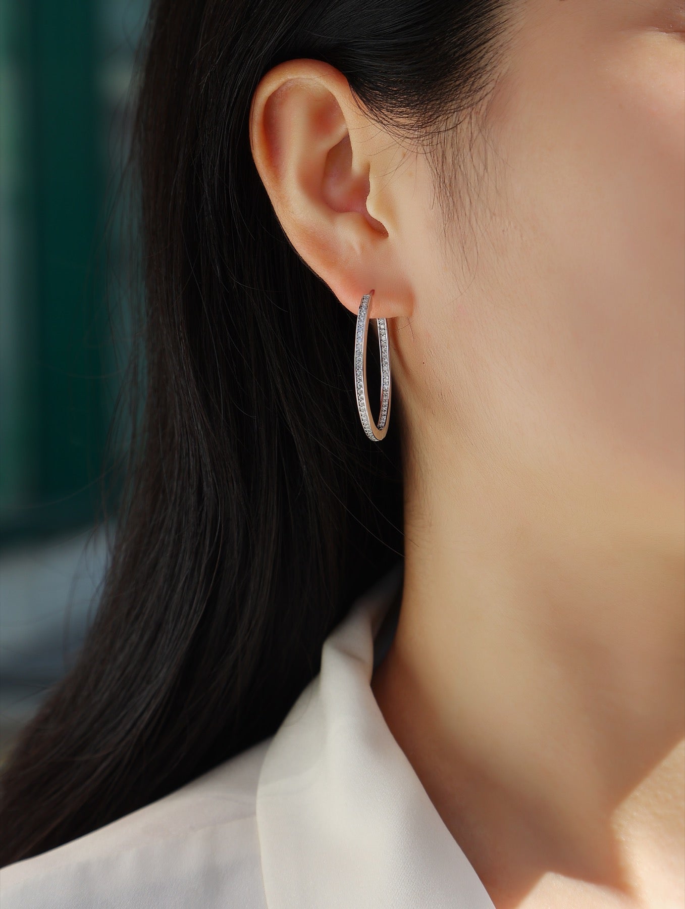 Circa Moissanite Hoop Earrings in Sterling Silver