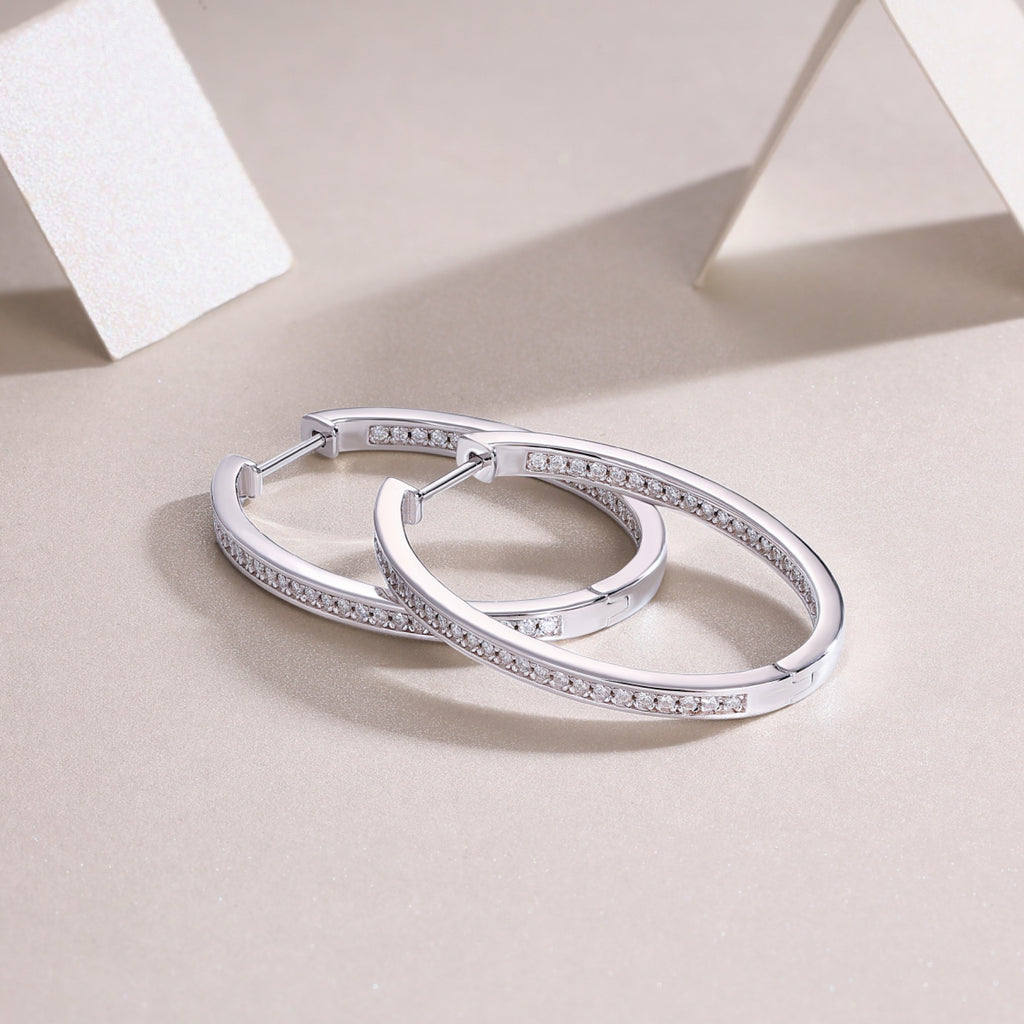 Aura Moissanite Hoop Earrings in Sterling Silver