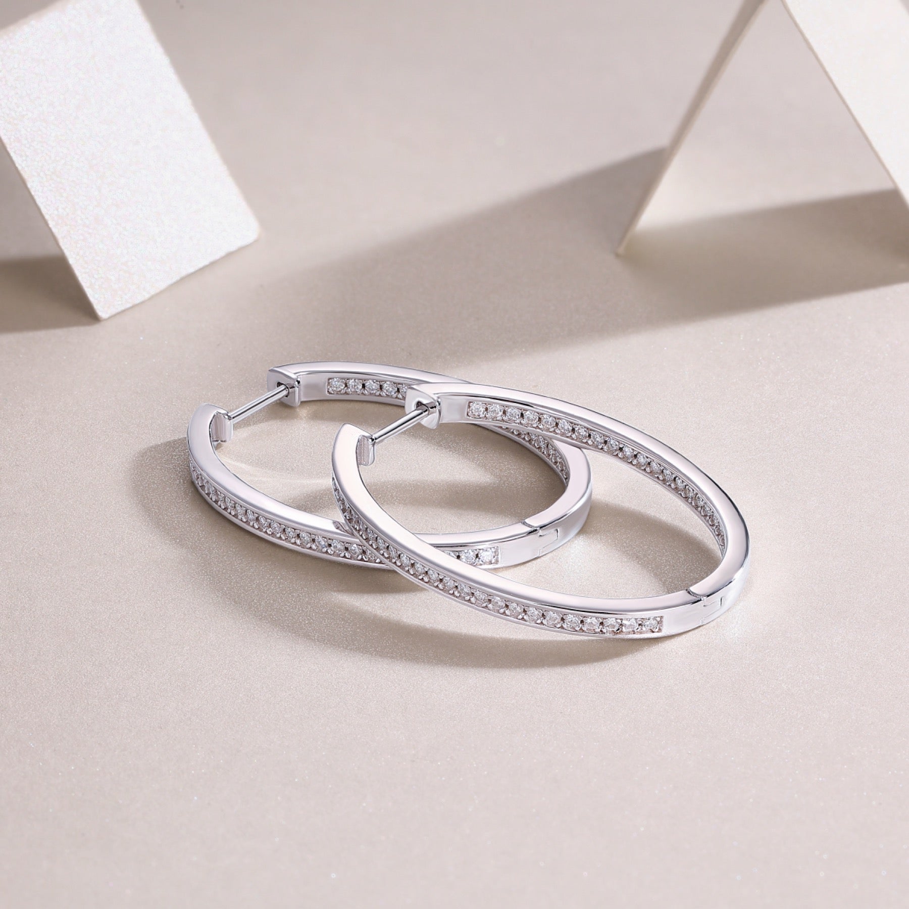 Aura Moissanite Hoop Earrings in Sterling Silver