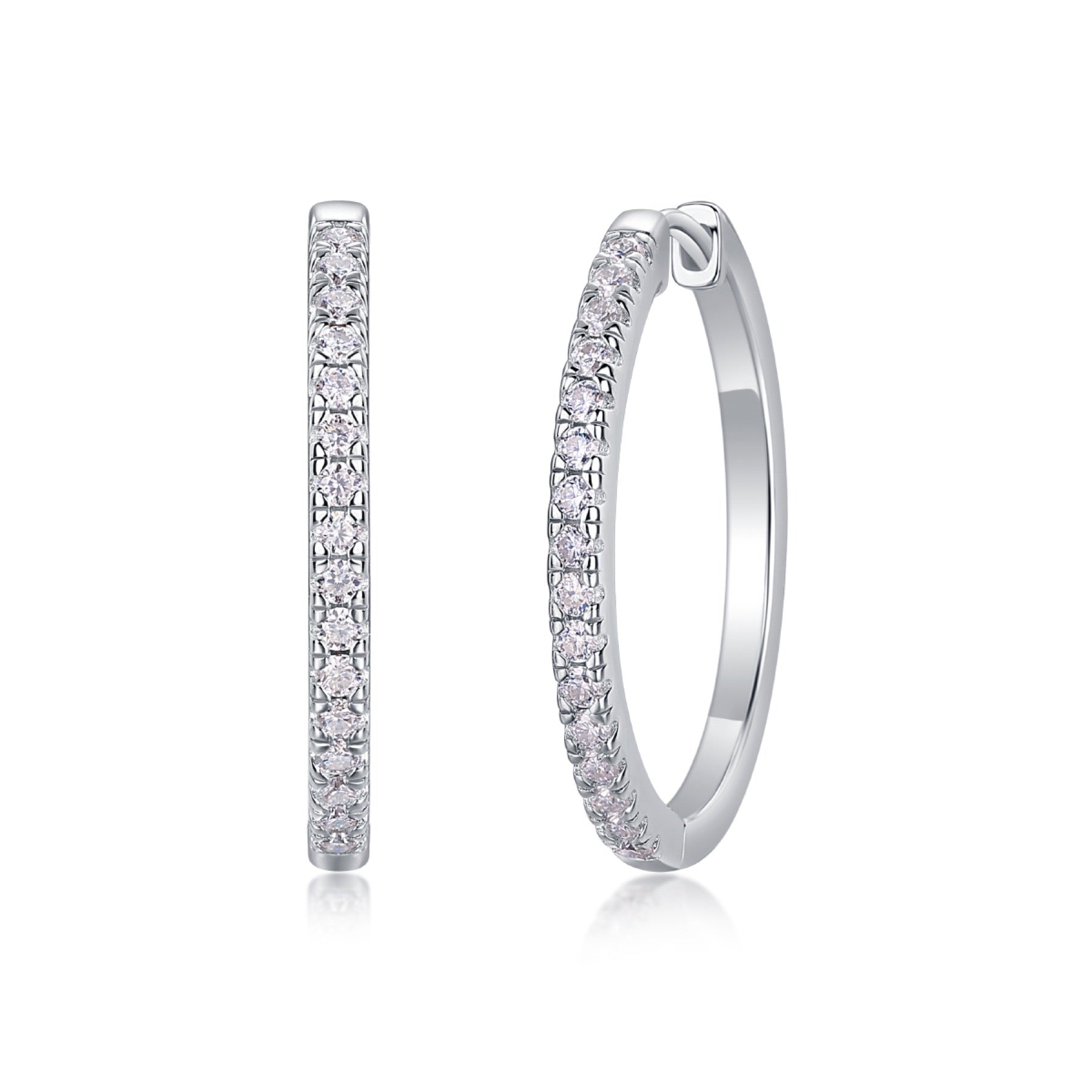 Lustre Moissanite Hoop Earrings in Sterling Silver