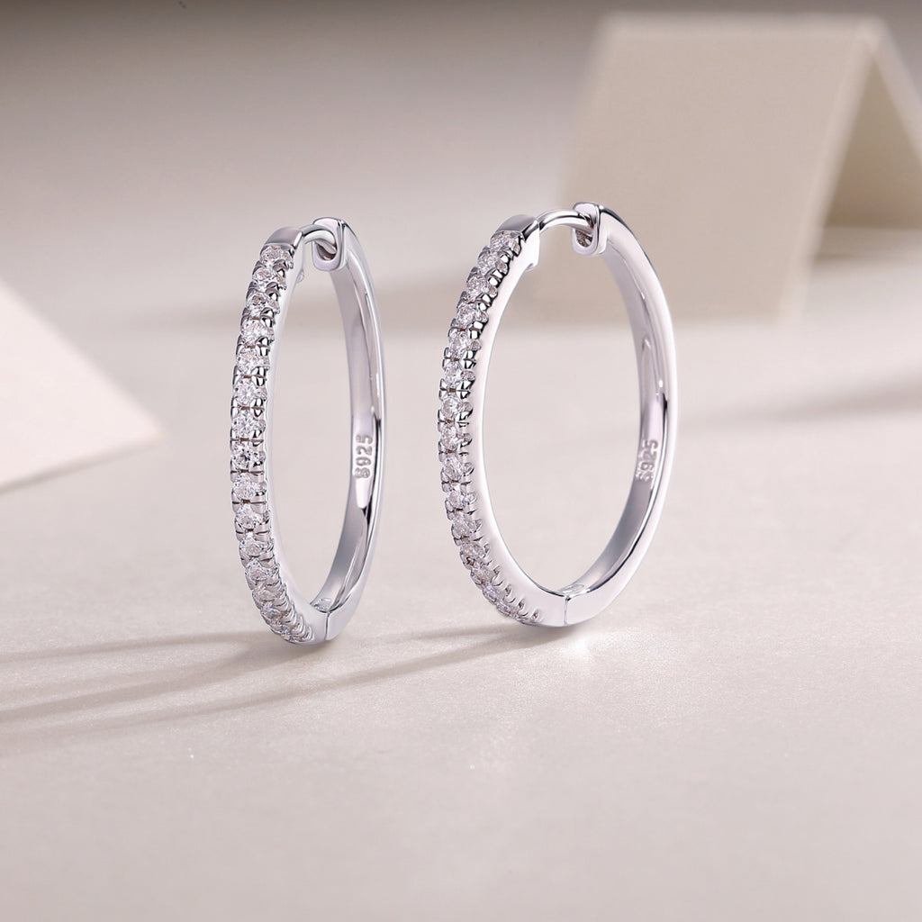 Lustre Moissanite Hoop Earrings in Sterling Silver